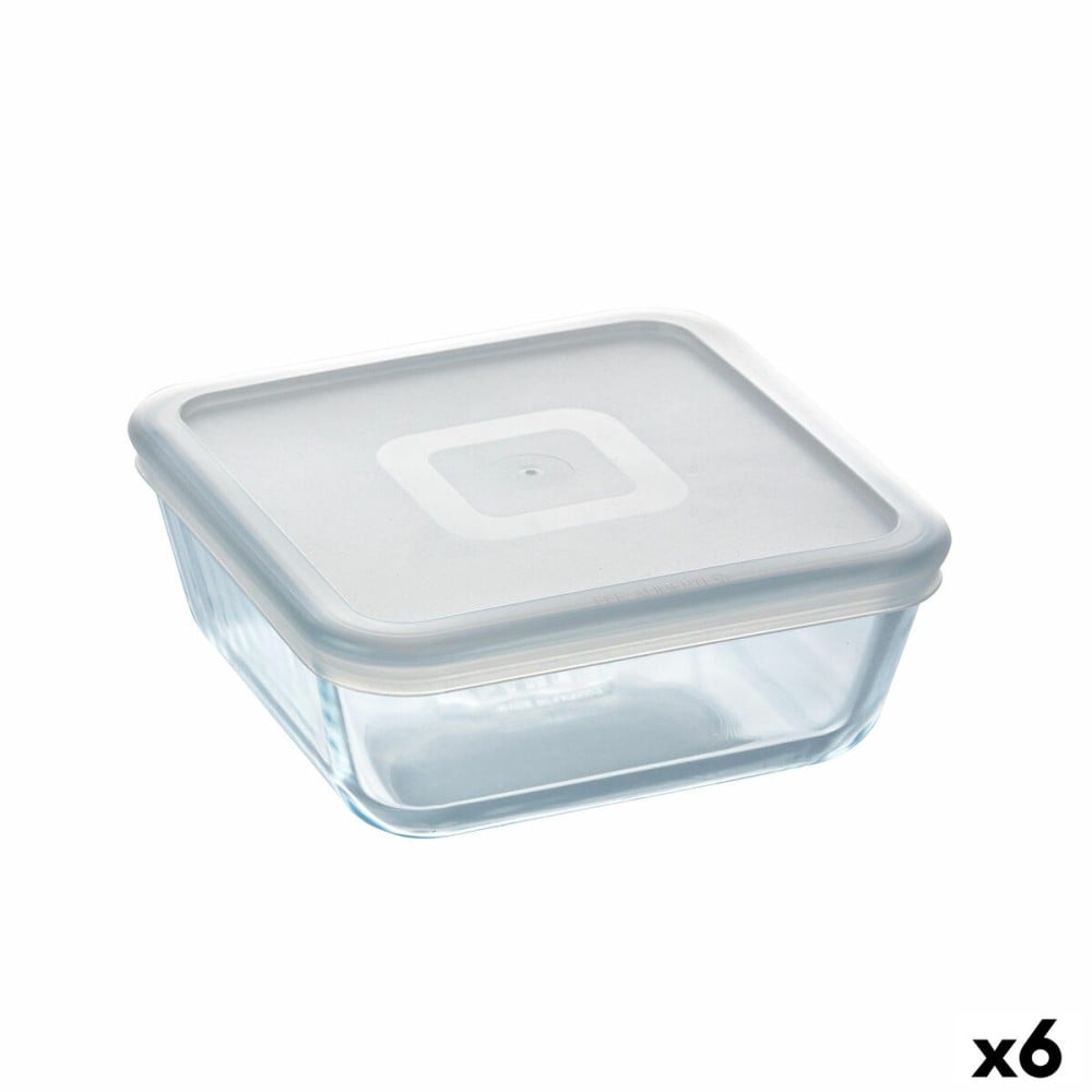Viereckige Lunchbox mit Deckel Pyrex Cook&freeze Durchsichtig Glas Silikon 850 ml 15 x 15 x 6 cm (6 Stück)