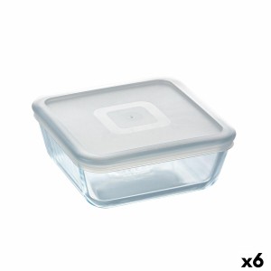Square Lunch Box with Lid Pyrex Cook&freeze Transparent Glass Silicone 850 ml 15 x 15 x 6 cm (6 Units)