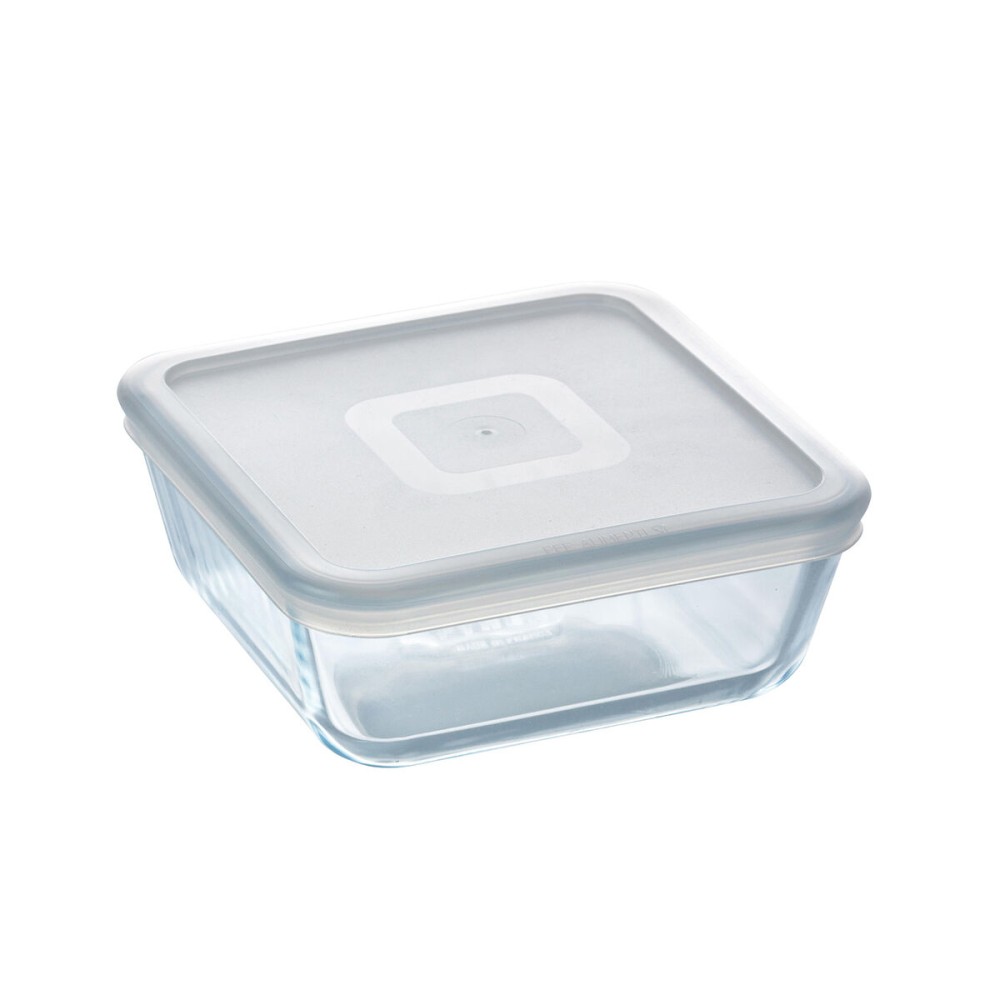 Square Lunch Box with Lid Pyrex Cook&freeze Transparent Glass Silicone 850 ml 15 x 15 x 6 cm (6 Units)
