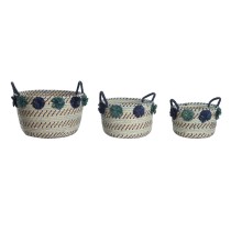 Korb-Set DKD Home Decor Polypropylen Bommeln 46 x 44 x 34 cm
