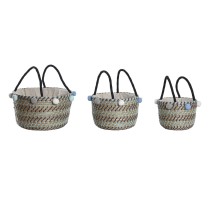 Korb-Set DKD Home Decor Bommeln 43 x 43 x 43 cm