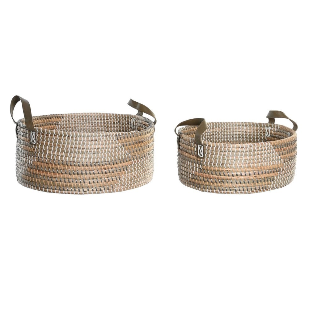 Basket set DKD Home Decor Brown Natural Polyurethane Seagrass Tropical 45 x 35 x 18 cm 45 x 34 x 27 cm 2 Pieces