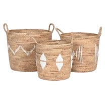 Basket set DKD Home Decor White Natural Rope Seagrass (3 Pieces)