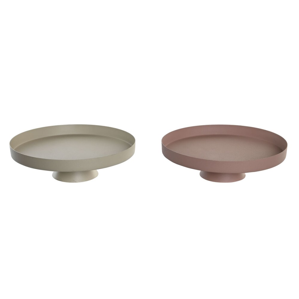Centerpiece DKD Home Decor Beige Pink Iron 31 x 31 x 9 cm (2 Units)