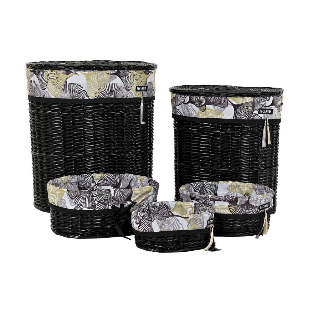 Set de basket DKD Home Decor Noir Multicouleur osier 51 x 37 x 56 cm 5 Pièces