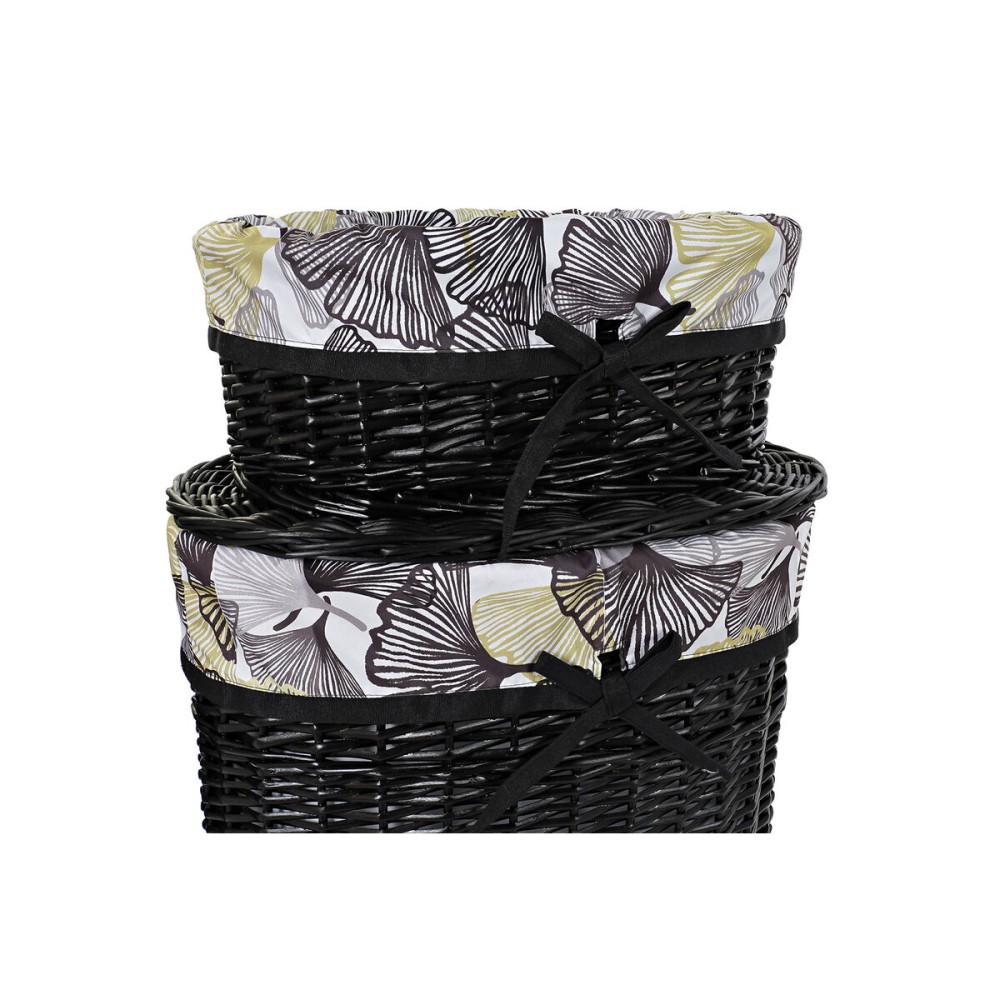 Basket set DKD Home Decor Black Multicolour wicker 51 x 37 x 56 cm 5 Pieces