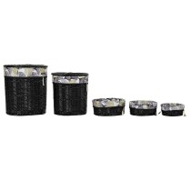 Basket set DKD Home Decor Black Multicolour wicker 51 x 37 x 56 cm 5 Pieces