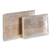 Snack tray 45,5 x 30,5 x 5,5 cm White Mango wood (2 Units)