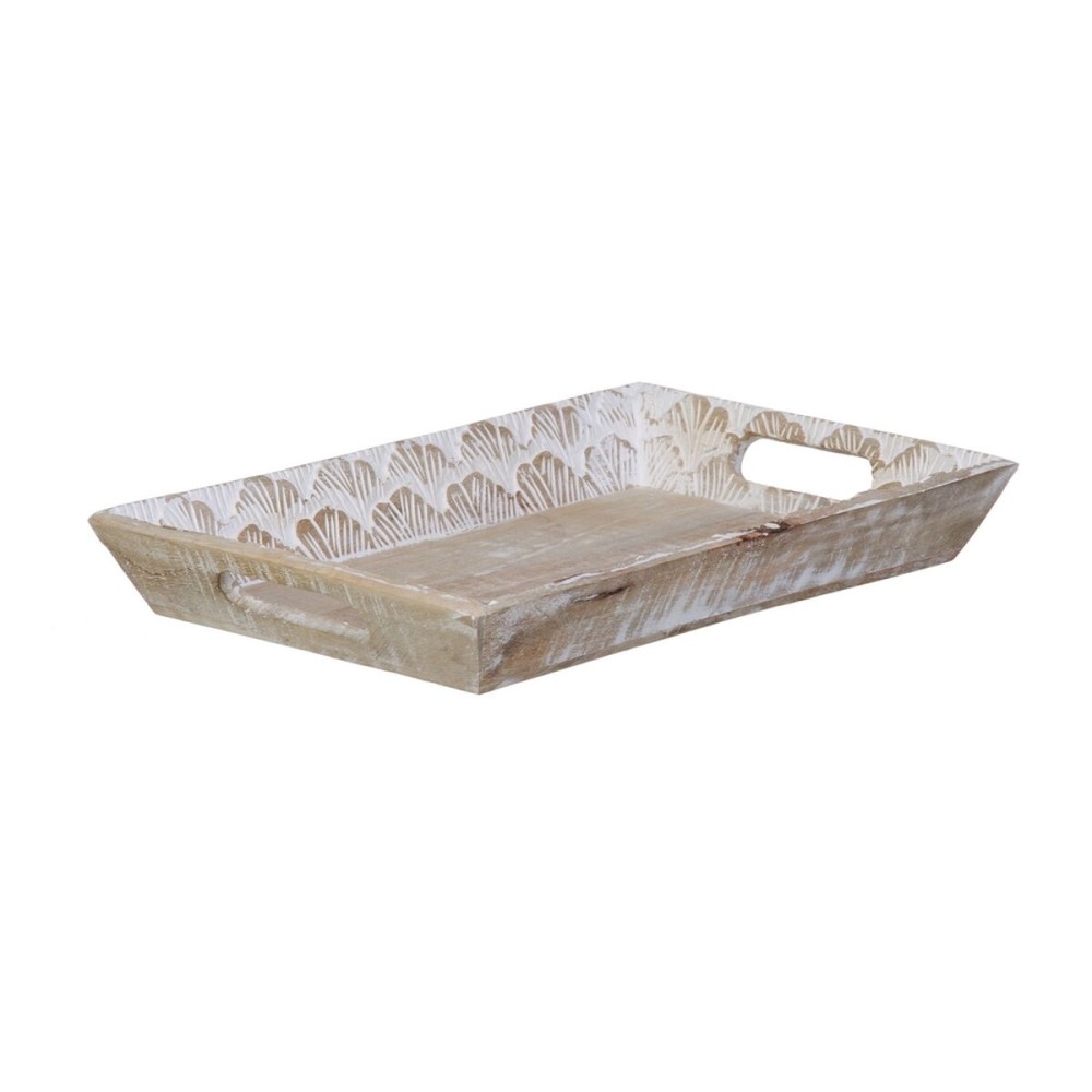 Tablett für Snacks 45,5 x 30,5 x 5,5 cm Weiß Mango-Holz (2 Stück)