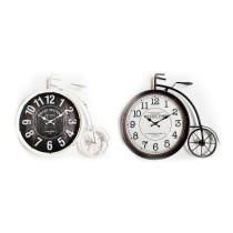 Horloge Murale DKD Home Decor 60 x 6 x 50 cm Verre Noir Bicyclette Blanc Fer Vintage (2 Unités)