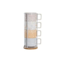 Piece Coffee Cup Set DKD Home Decor Yellow Blue White Red Metal Bamboo Dolomite 260 ml