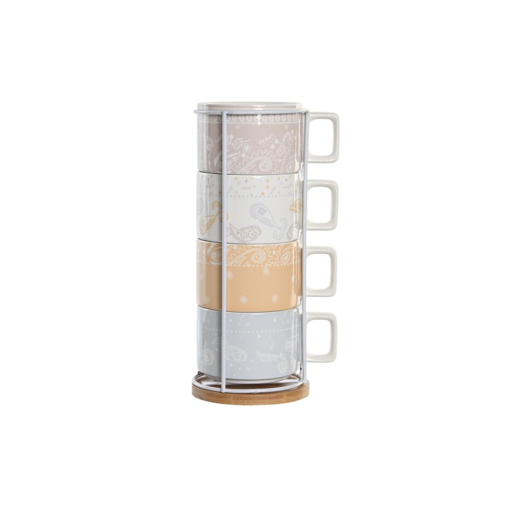 Piece Coffee Cup Set DKD Home Decor Yellow Blue White Red Metal Bamboo Dolomite 260 ml
