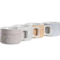 Piece Coffee Cup Set DKD Home Decor Yellow Blue White Red Metal Bamboo Dolomite 260 ml