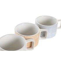 Piece Coffee Cup Set DKD Home Decor Yellow Blue White Red Metal Bamboo Dolomite 260 ml