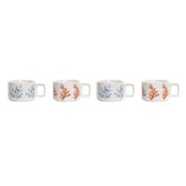 Piece Coffee Cup Set DKD Home Decor Blue Fuchsia Metal Dolomite 260 ml
