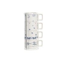 Piece Coffee Cup Set DKD Home Decor Blue White Metal Dolomite 260 ml