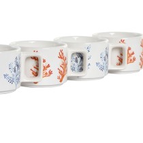 Piece Coffee Cup Set DKD Home Decor Blue Fuchsia Metal Dolomite 260 ml