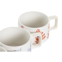 Satz von Kaffeetassen DKD Home Decor Blau Pink Metall Dolomite 260 ml