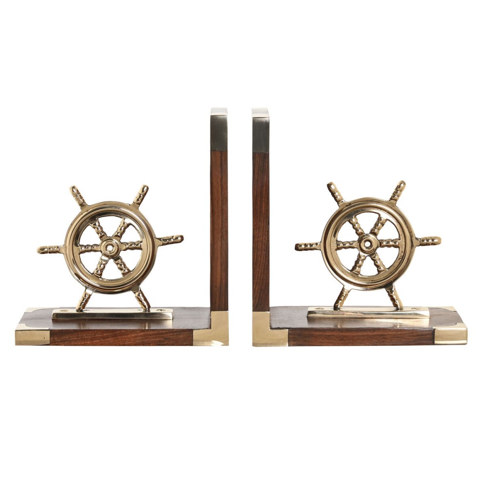 Bookend DKD Home Decor 30 x 10 x 16 cm Vintage Brass Rudder