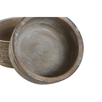Centerpiece DKD Home Decor White Natural Mango wood 30,5 x 30,5 x 12,7 cm (3 Pieces)