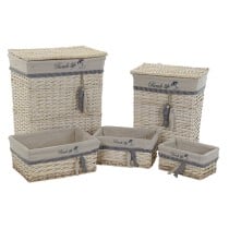 Korb-Set DKD Home Decor Blau Beige Spiralen Mediterraner 47 x 35 x 56 cm 5 Stücke
