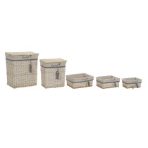 Korb-Set DKD Home Decor Blau Beige Spiralen Mediterraner 47 x 35 x 56 cm 5 Stücke