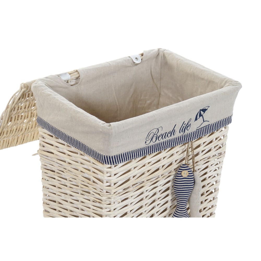 Korb-Set DKD Home Decor Blau Beige Spiralen Mediterraner 47 x 35 x 56 cm 5 Stücke