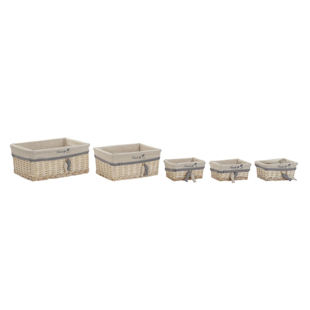 Korb-Set DKD Home Decor Spiralen Mediterraner 48 x 38 x 13 cm