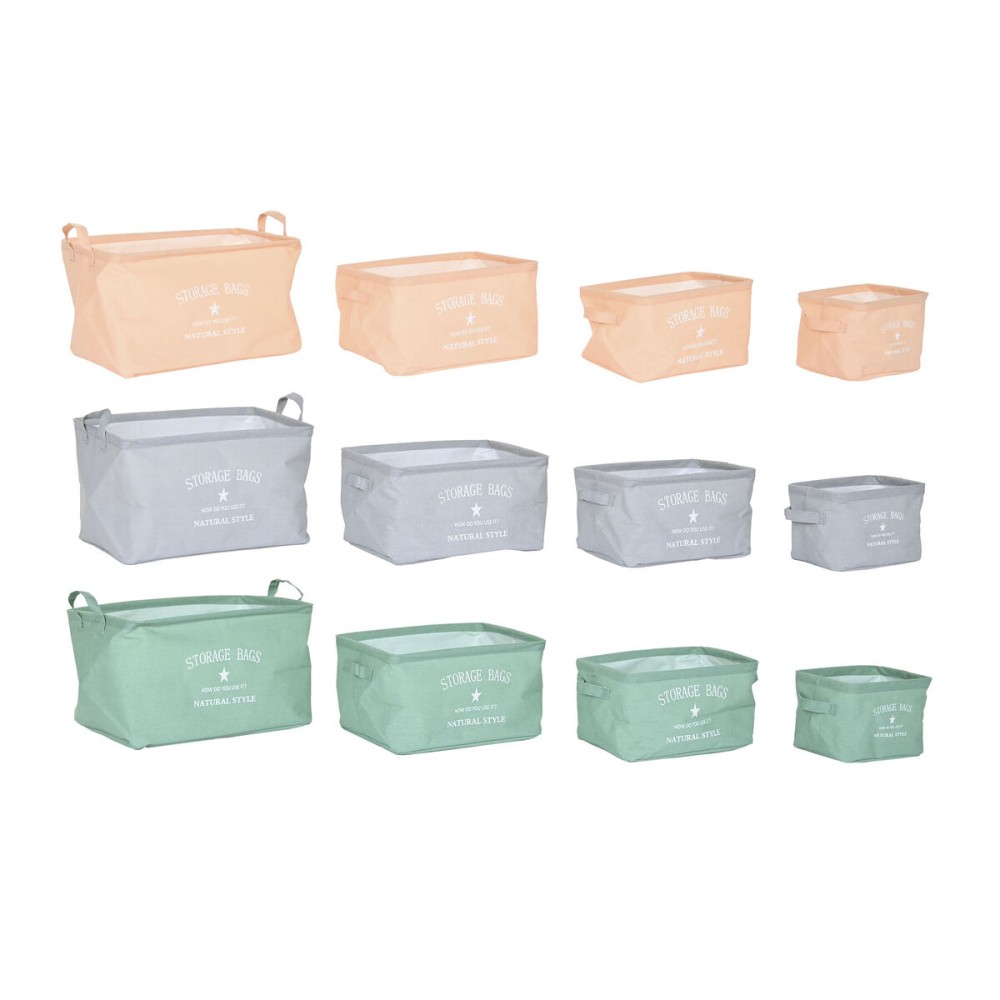 Basket set DKD Home Decor Green Grey Orange Canvas Modern 39 x 27 x 24 cm (3 Units)