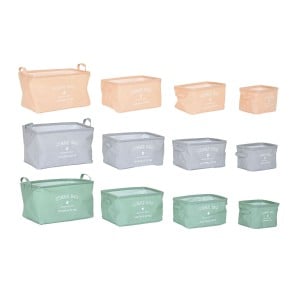 Set de basket DKD Home Decor Vert Gris Orange Toile Moderne 39 x 27 x 24 cm (3 Unités)