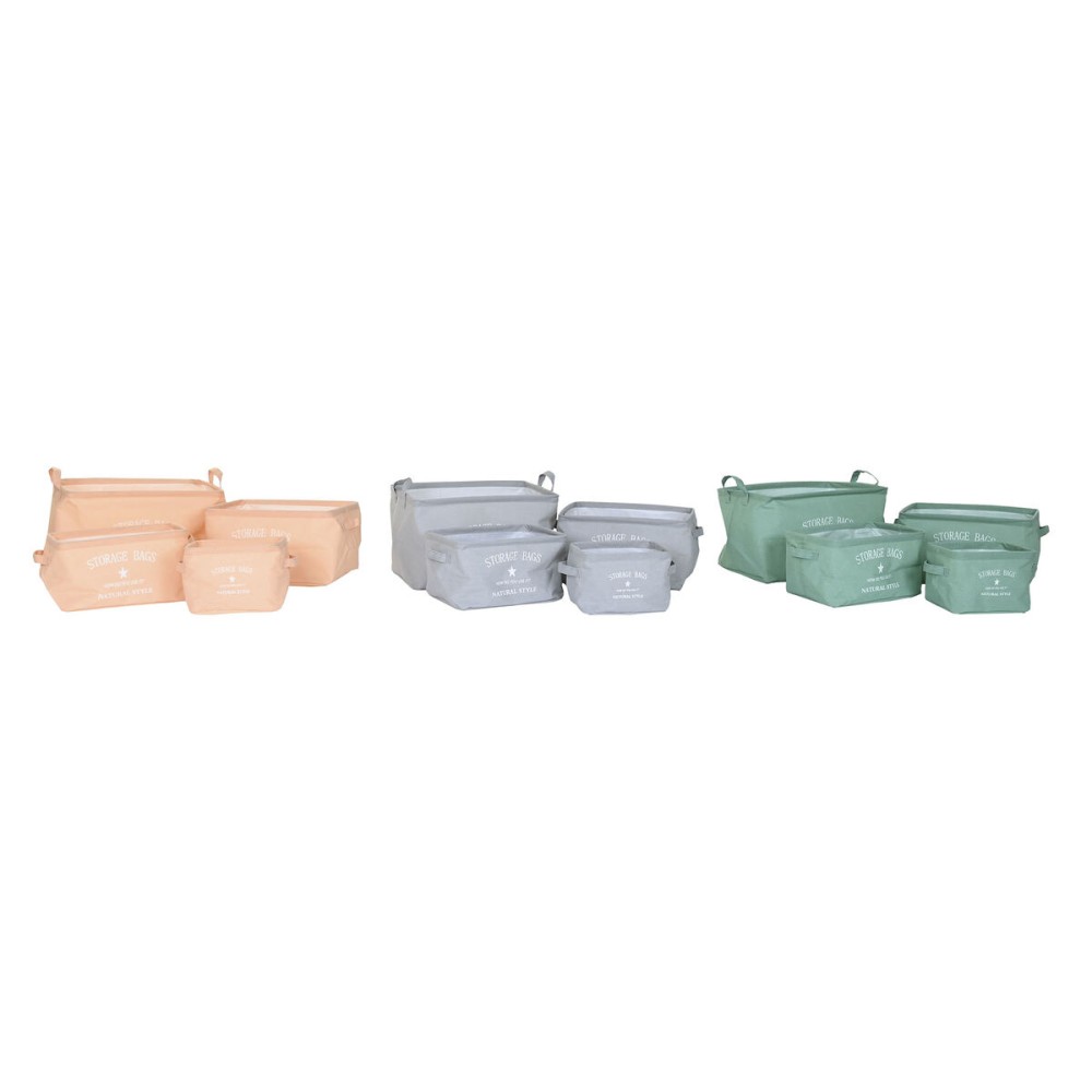 Basket set DKD Home Decor Green Grey Orange Canvas Modern 39 x 27 x 24 cm (3 Units)