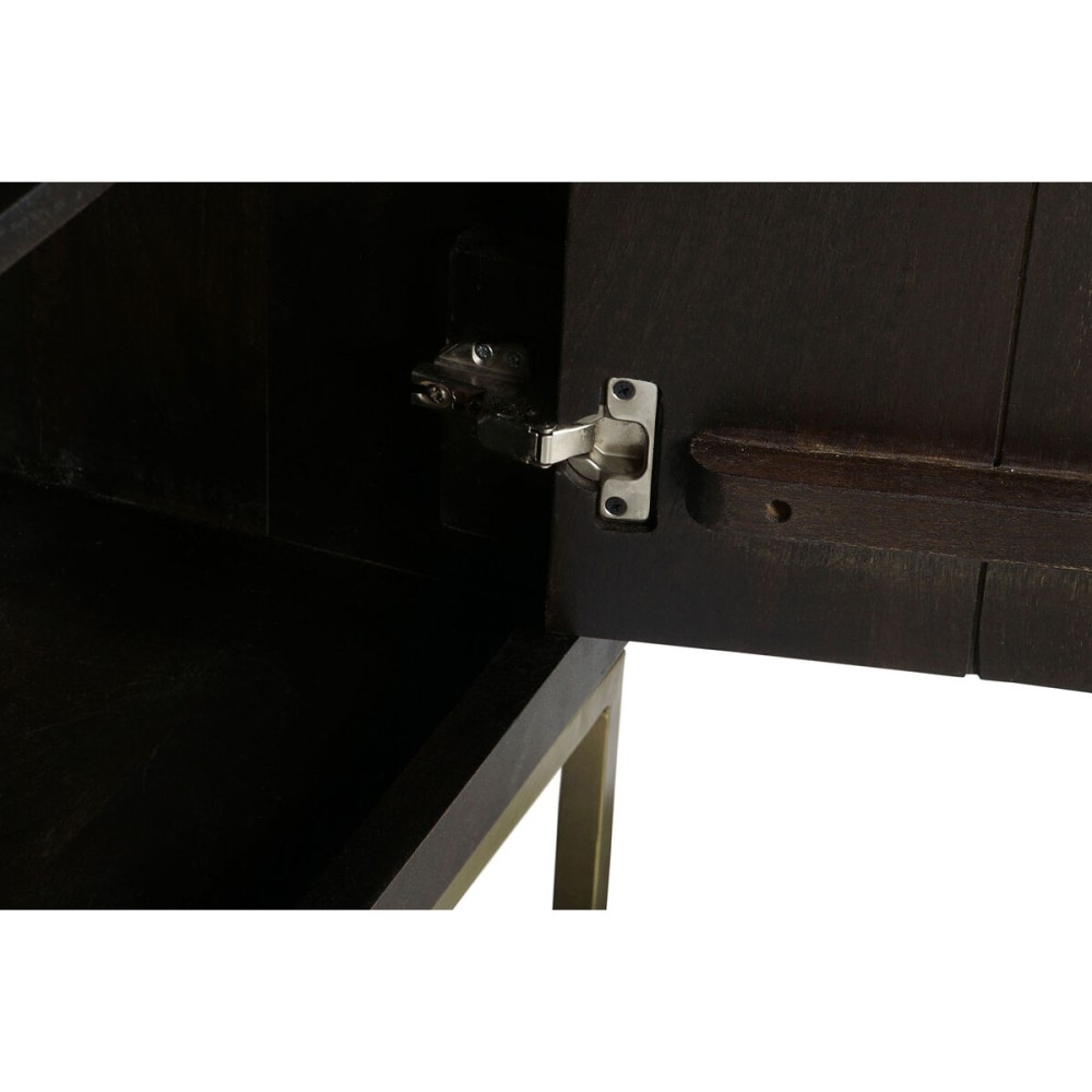 Sideboard DKD Home Decor Black Golden Dark brown Metal Acacia 160 x 40 x 90 cm