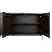 Sideboard DKD Home Decor Black Golden Dark brown Metal Acacia 160 x 40 x 90 cm