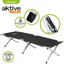 Lit de camping Aktive Noir 190 x 42 x 64 cm Pliable (2 Unités)