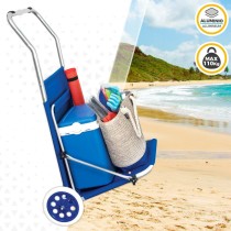 Chaise Transat Pliable de Camping Aktive Bleu 62 x 62 x 117 cm Chariot pliant Auvent (2 Unités)