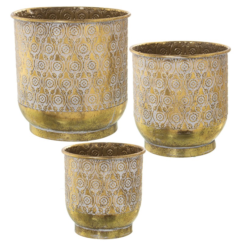 Set de pots de fleurs Alexandra House Living Blanc Doré Métal (3 Pièces)