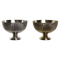 Centerpiece DKD Home Decor Golden Silver Aluminium 25 x 25 x 18 cm (2 Units)