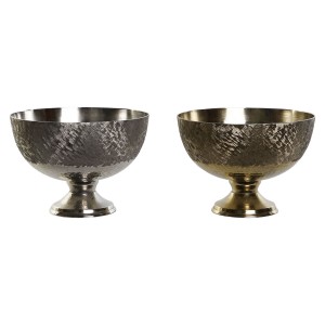Centerpiece DKD Home Decor Golden Silver Aluminium 25 x 25 x 18 cm (2 Units)