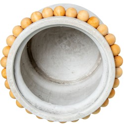 Planter Alexandra House Living Grey Wood Ceramic Little balls 30 x 20 cm