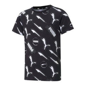 Child's Short Sleeve T-Shirt Puma AOP Black