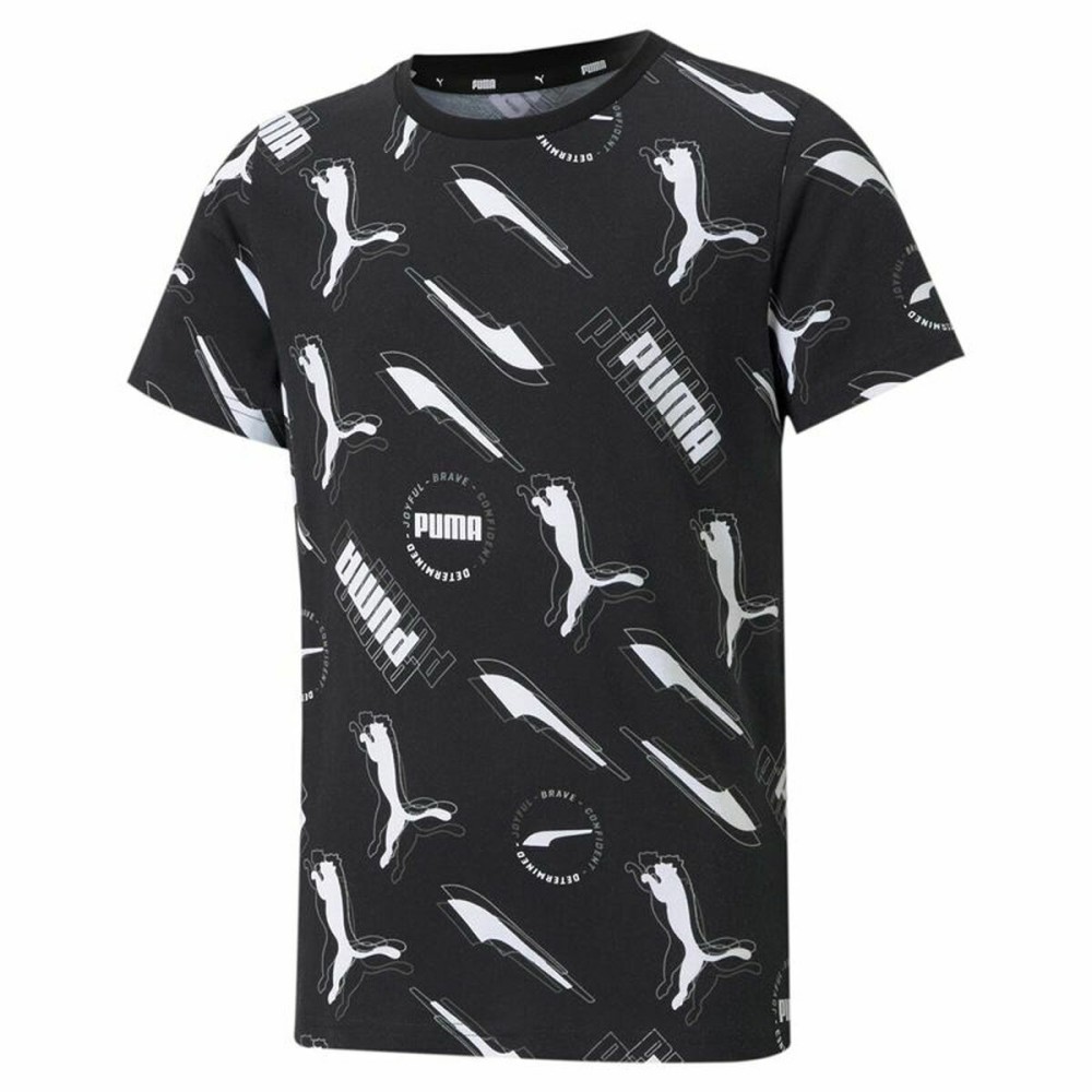 Kurzarm-T-Shirt für Kinder Puma AOP Schwarz