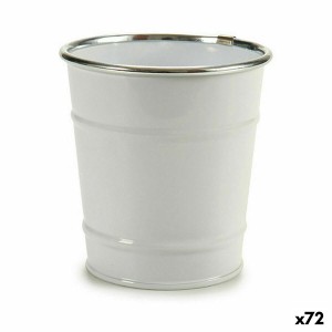 Blumentopf Würfel Weiß Silberfarben Zink 10,5 x 10,5 x 10,5 cm (72 Stück)