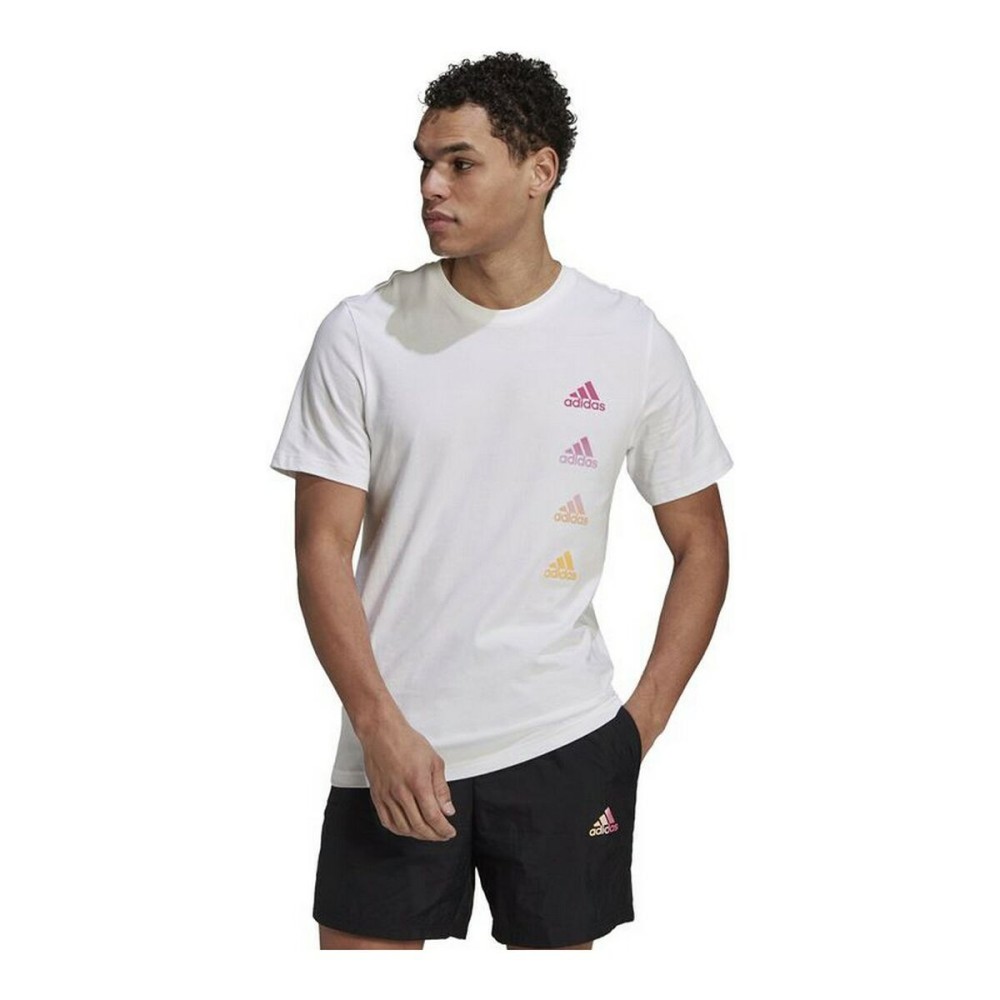 Men’s Short Sleeve T-Shirt Adidas Essentials Gradient White