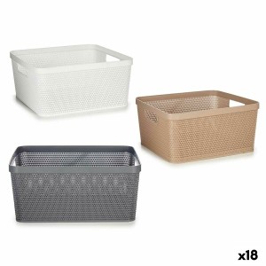 Panier Multi-usages Kipit 4730 Blanc Beige Gris Plastique 10 L 36 x 15 x 29 cm (18 Unités)
