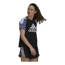 Damen Kurzarm-T-Shirt Adidas Sportswear Colorblock Schwarz