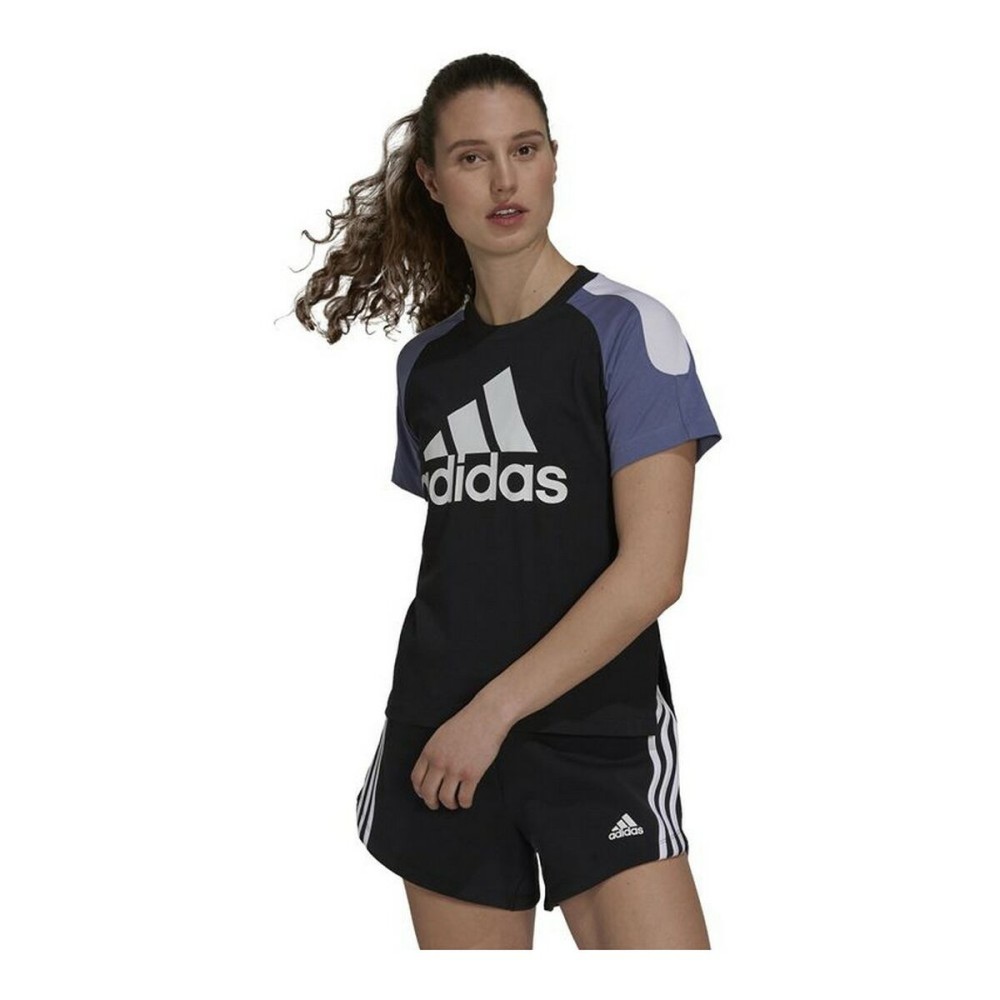 Damen Kurzarm-T-Shirt Adidas Sportswear Colorblock Schwarz