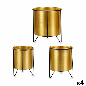 Satz Blumentöpfe Schwarz Gold Metall (4 Stück)