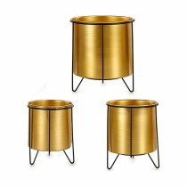 Satz Blumentöpfe Schwarz Gold Metall (4 Stück)