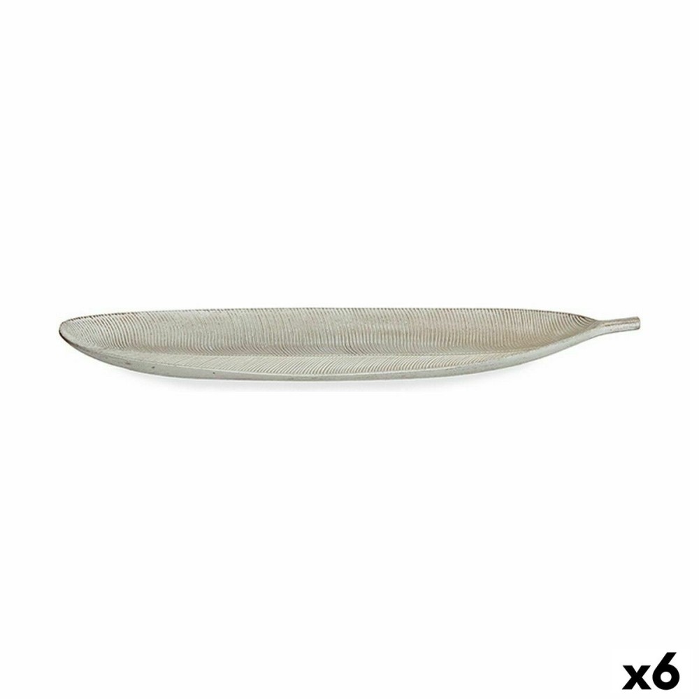 Centre de Table Gift Decor LH520814 Blanc Bois MDF 59,5 x 3 x 21,6 cm Décoration Feuille d'une plante (6 Unités)