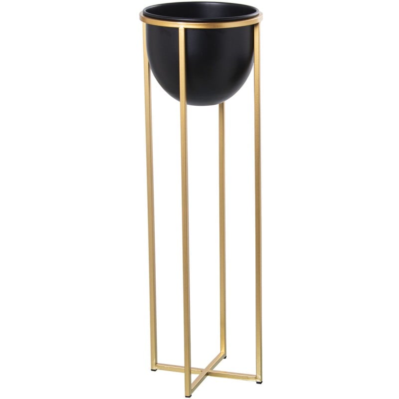 Blumentopf Alexandra House Living Schwarz Gold Metall 21 x 21 x 66 cm Mit Unterstützung